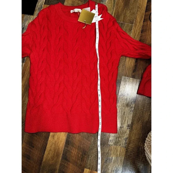 NEW Philosophy Womens Sweater Plus Size XS RED Viscose Blend Chunky Knit Crew - Picture 10 of 10